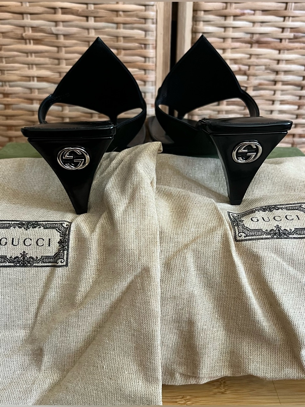 Gucci horsebit black patent leather thong kitten sandals 40 10 NEW - Picture 13 of 14